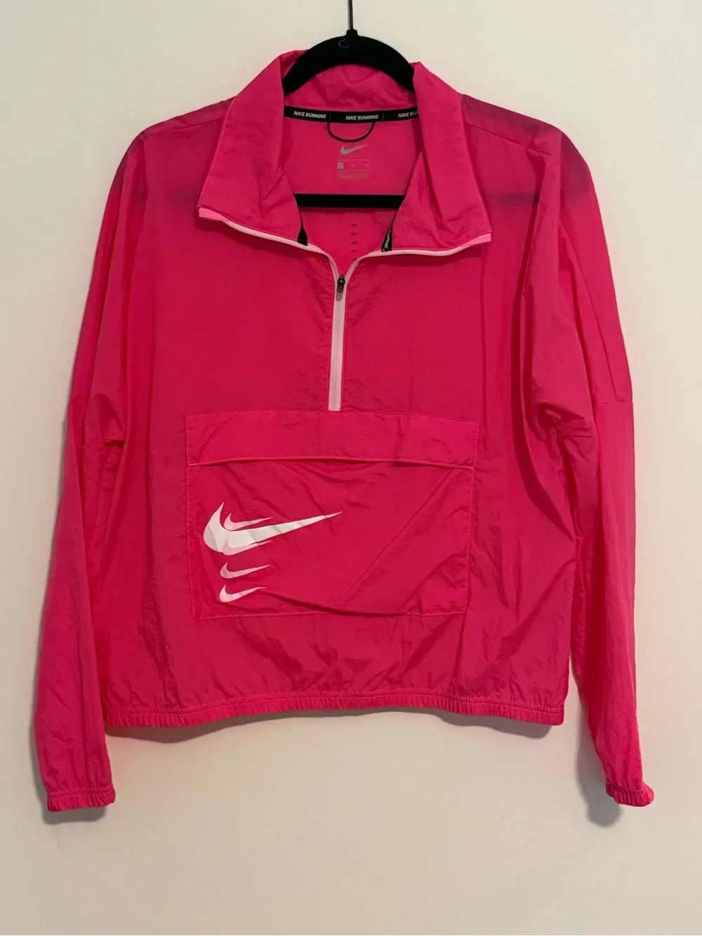 Nike Hot Pink Half-Zip Windbreaker with White/Pink Swoosh